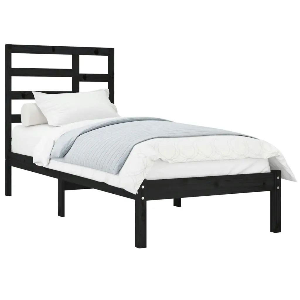 Bed Frame without Mattress Black Solid Wood 90x190 cm 3105764