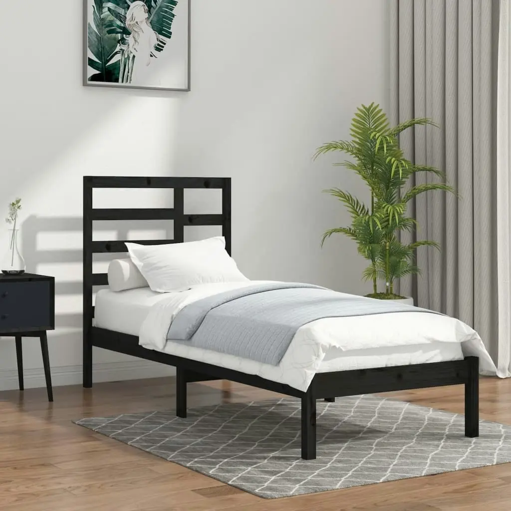 Bed Frame without Mattress Black Solid Wood 90x190 cm 3105764