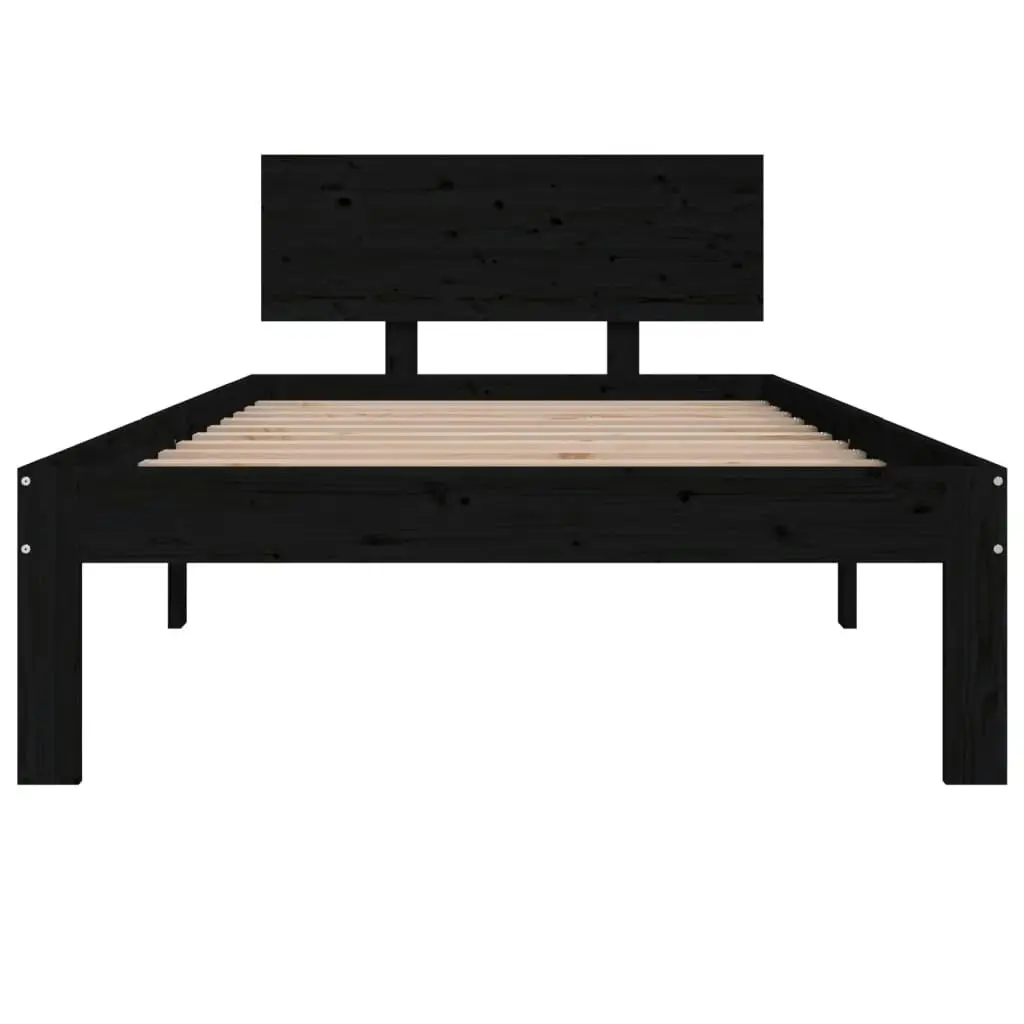 Bed Frame Black Solid Wood 92x187 cm Single Size 810464