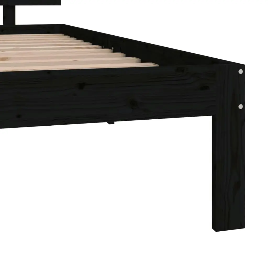 Bed Frame Black Solid Wood 92x187 cm Single Size 810464