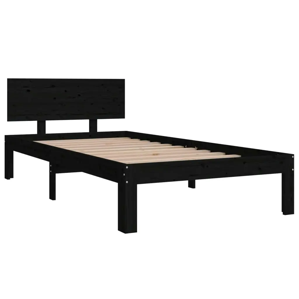 Bed Frame Black Solid Wood 92x187 cm Single Size 810464