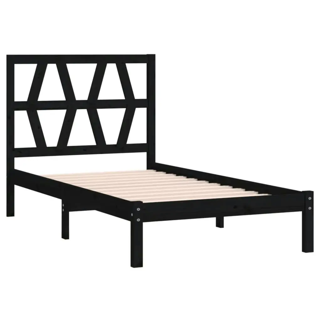 Bed Frame without Mattress Black Solid Wood 90x190 cm 3103967