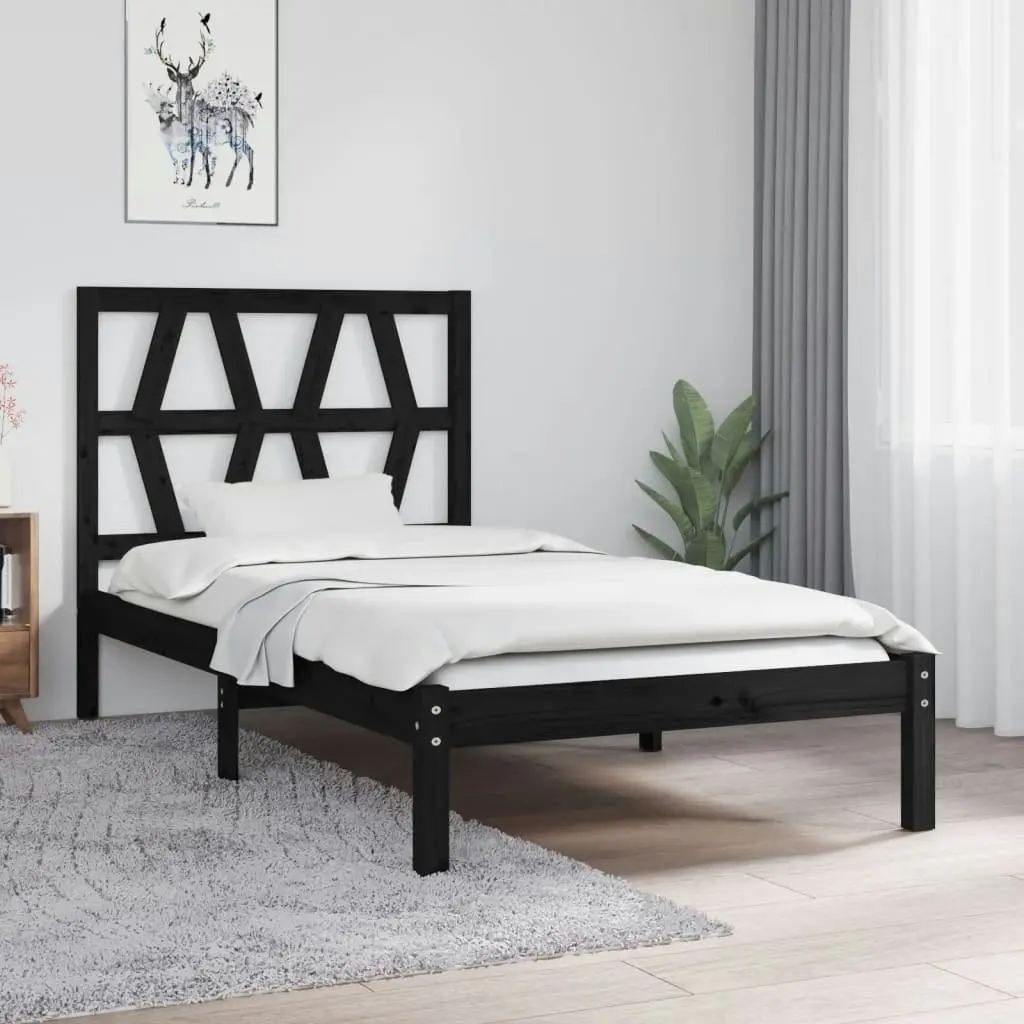 Bed Frame without Mattress Black Solid Wood 90x190 cm 3103967