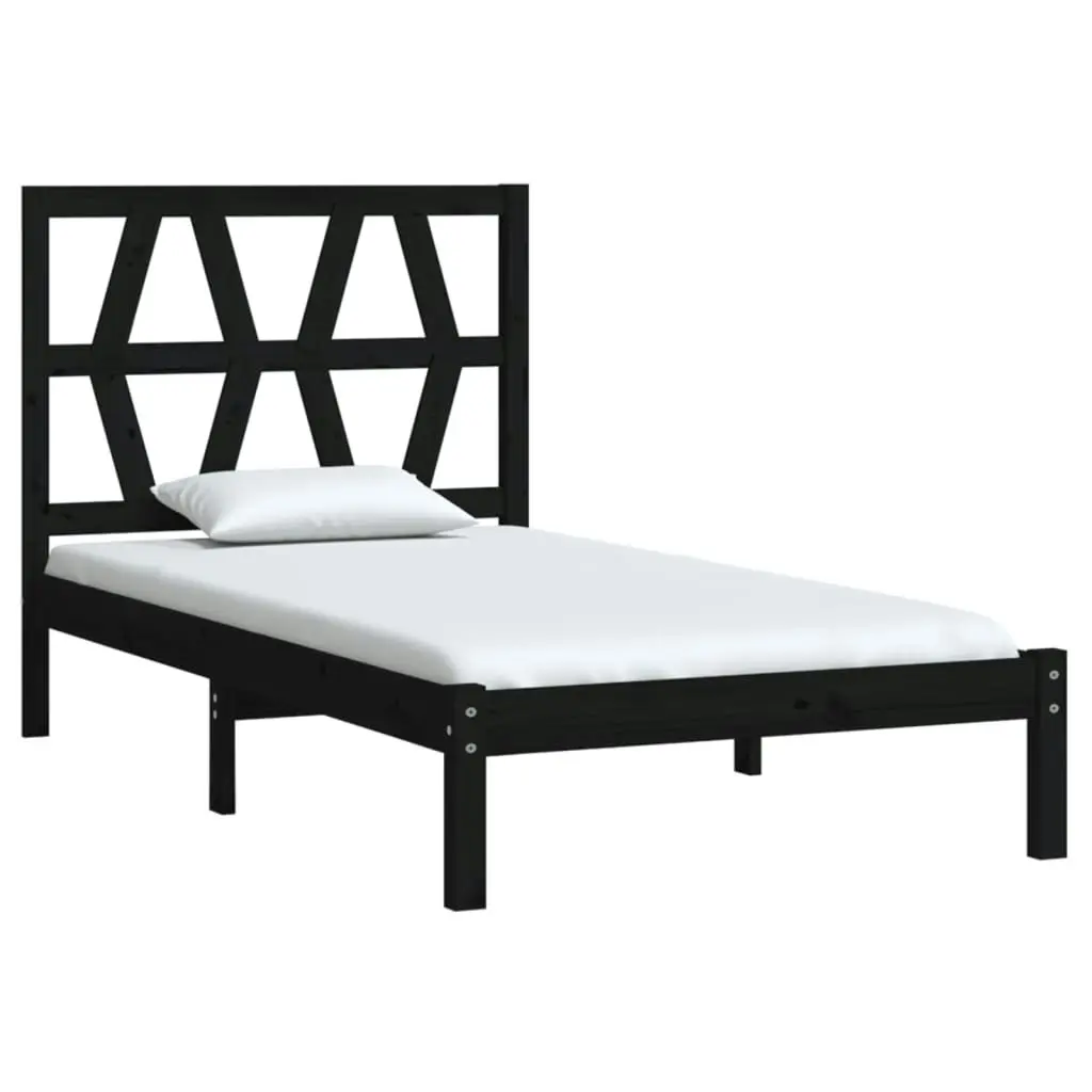 Bed Frame without Mattress Black Solid Wood 90x190 cm 3103967