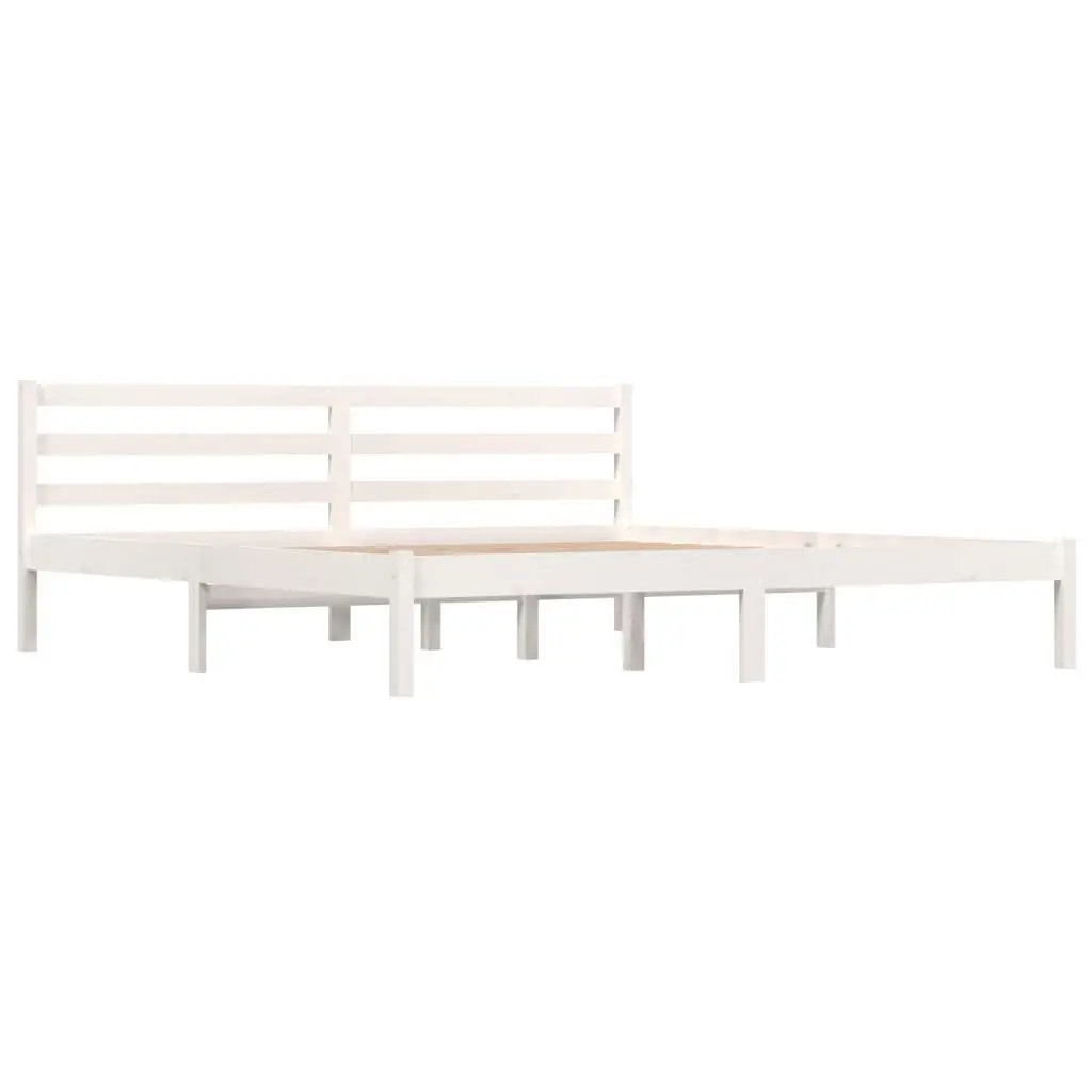 Bed Frame Solid Wood Pine 183x203 cm King Size White 810446