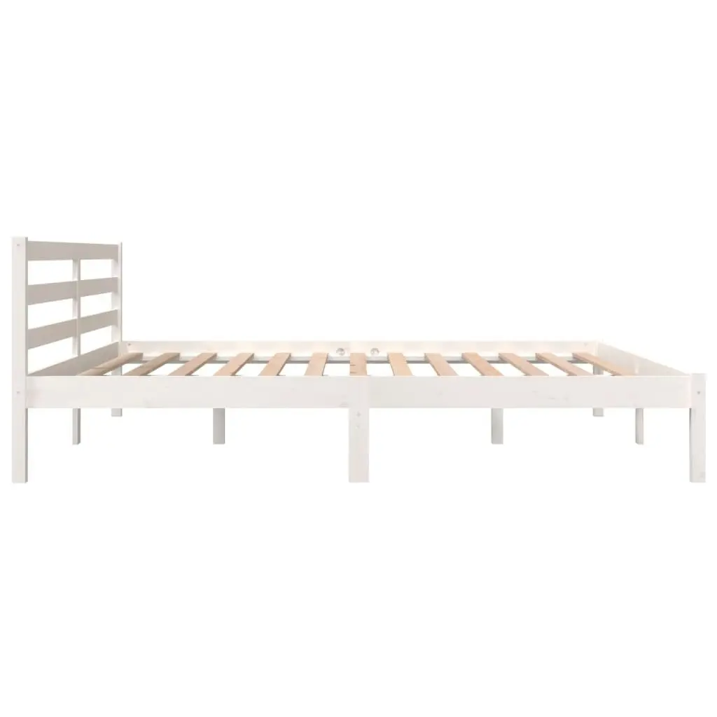 Bed Frame Solid Wood Pine 183x203 cm King Size White 810446