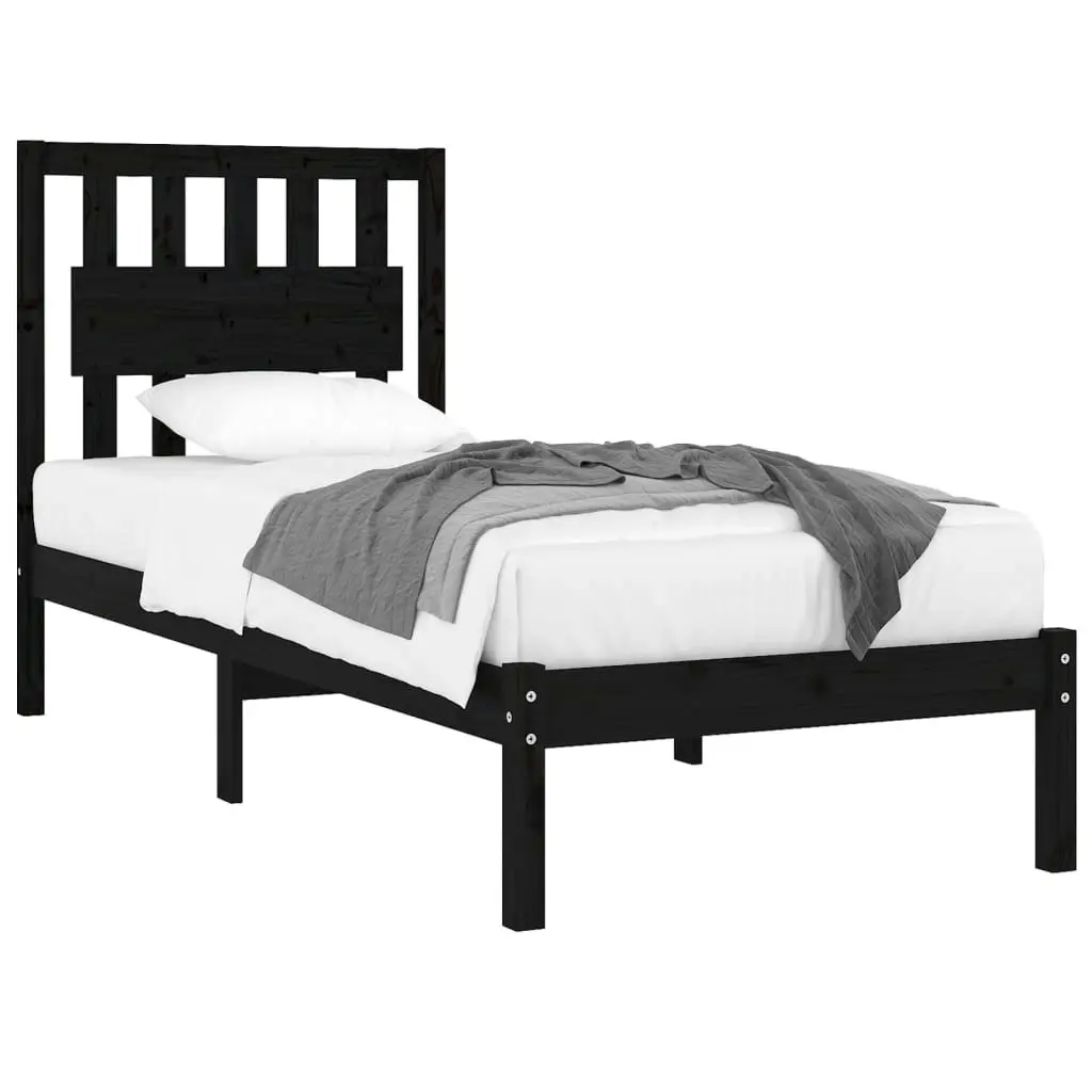 Bed Frame without Mattress Black Solid Wood 90x190 cm 3103902