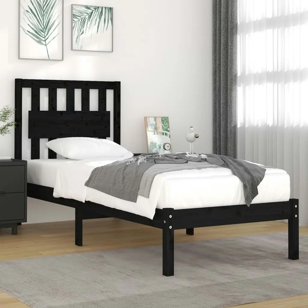 Bed Frame without Mattress Black Solid Wood 90x190 cm 3103902