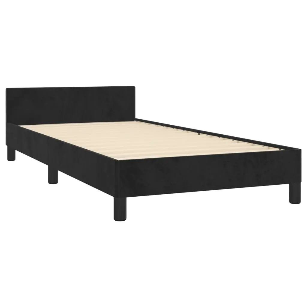 Bed Frame Black 106x203 cm King Single Size Velvet 355763