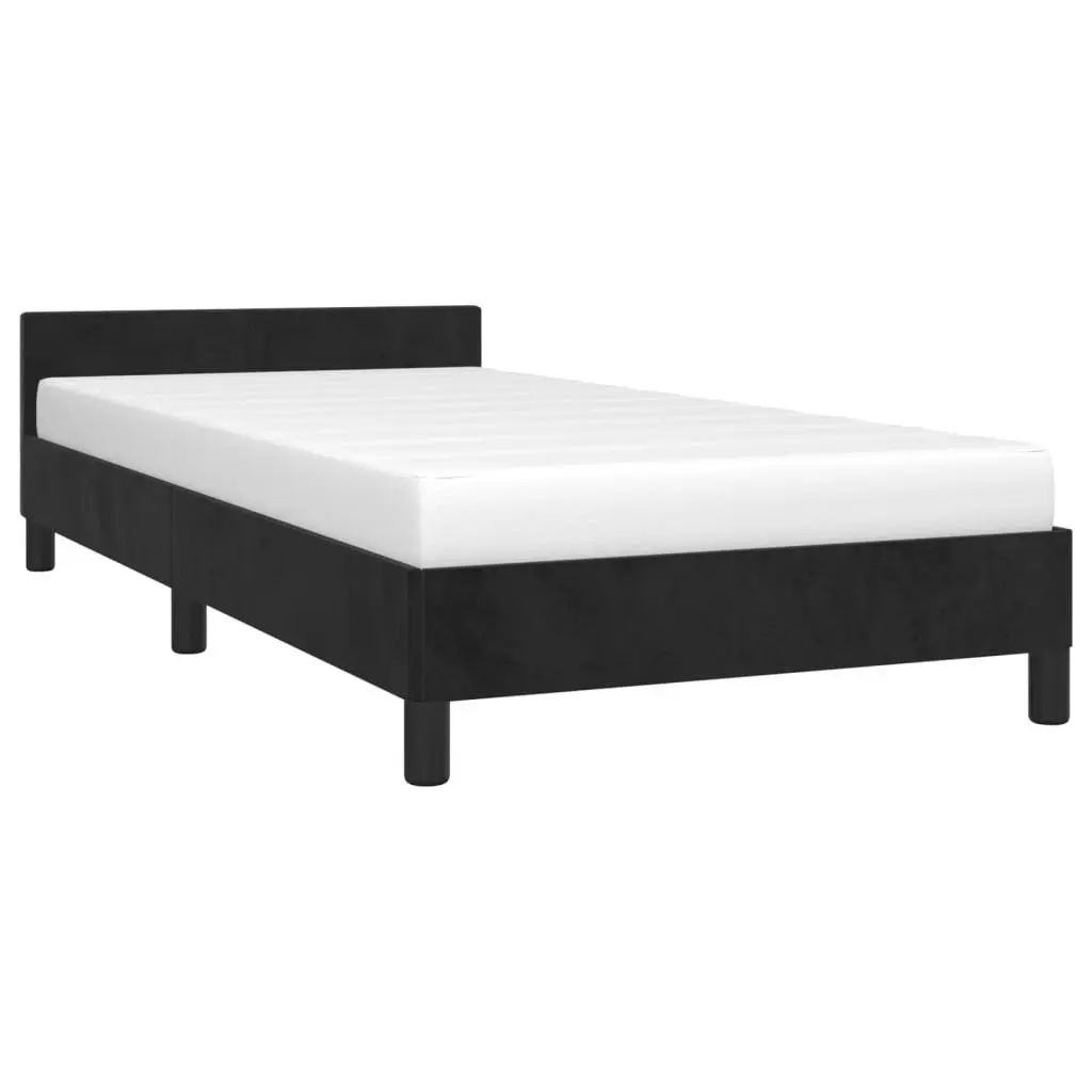 Bed Frame Black 106x203 cm King Single Size Velvet 355763