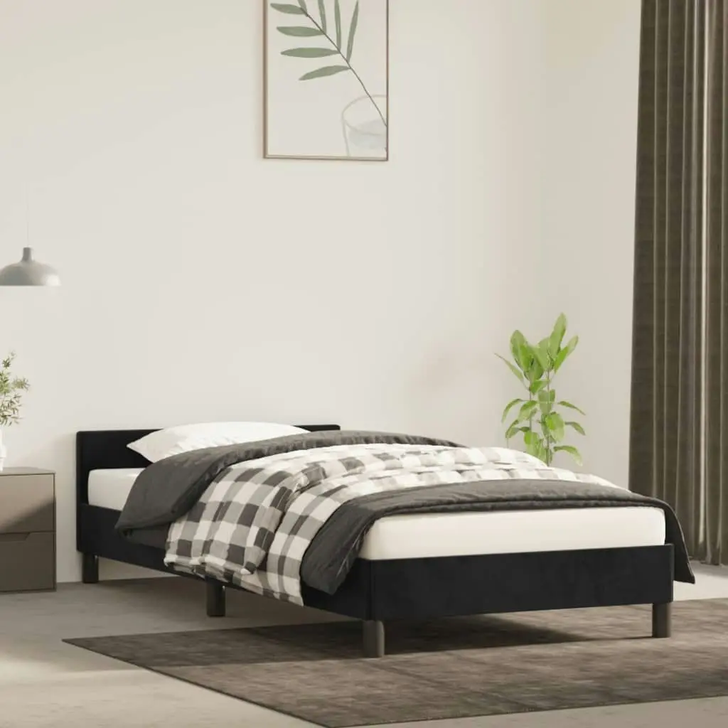 Bed Frame Black 106x203 cm King Single Size Velvet 355763