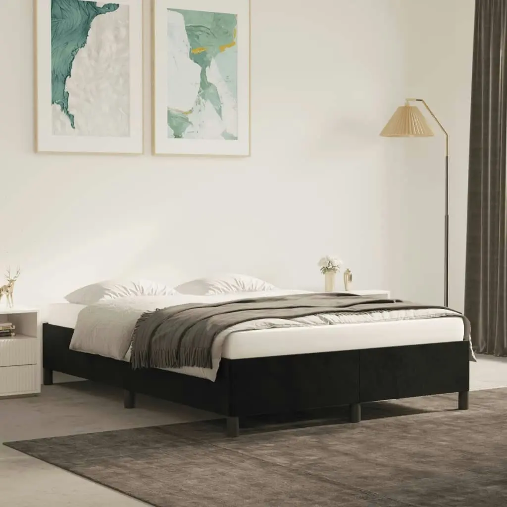 Bed Frame Black 137x187 cm Double Size Velvet 347356