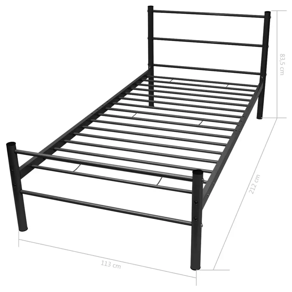 Bed Frame Black Metal 106x203 cm King Single Size 247486