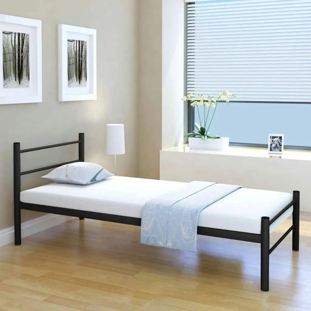 Bed Frame Black Metal 106x203 cm King Single Size 247486