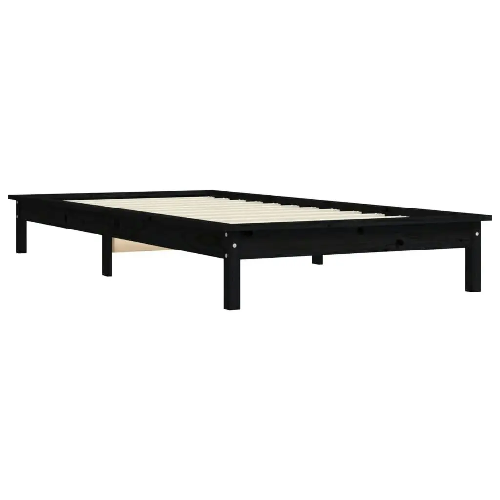 Bed Frame without Mattress Black 90x190 cm Solid Wood 820575