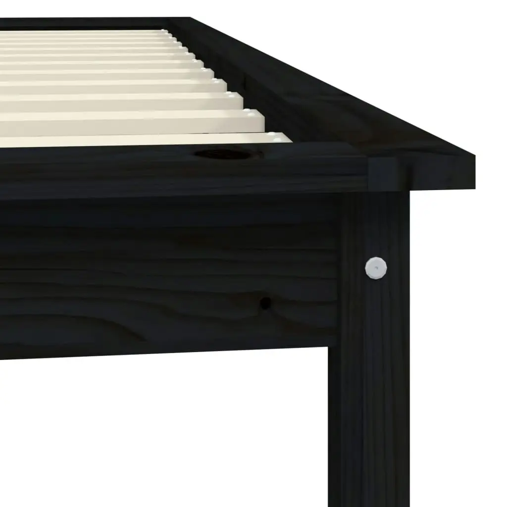 Bed Frame without Mattress Black 90x190 cm Solid Wood 820575