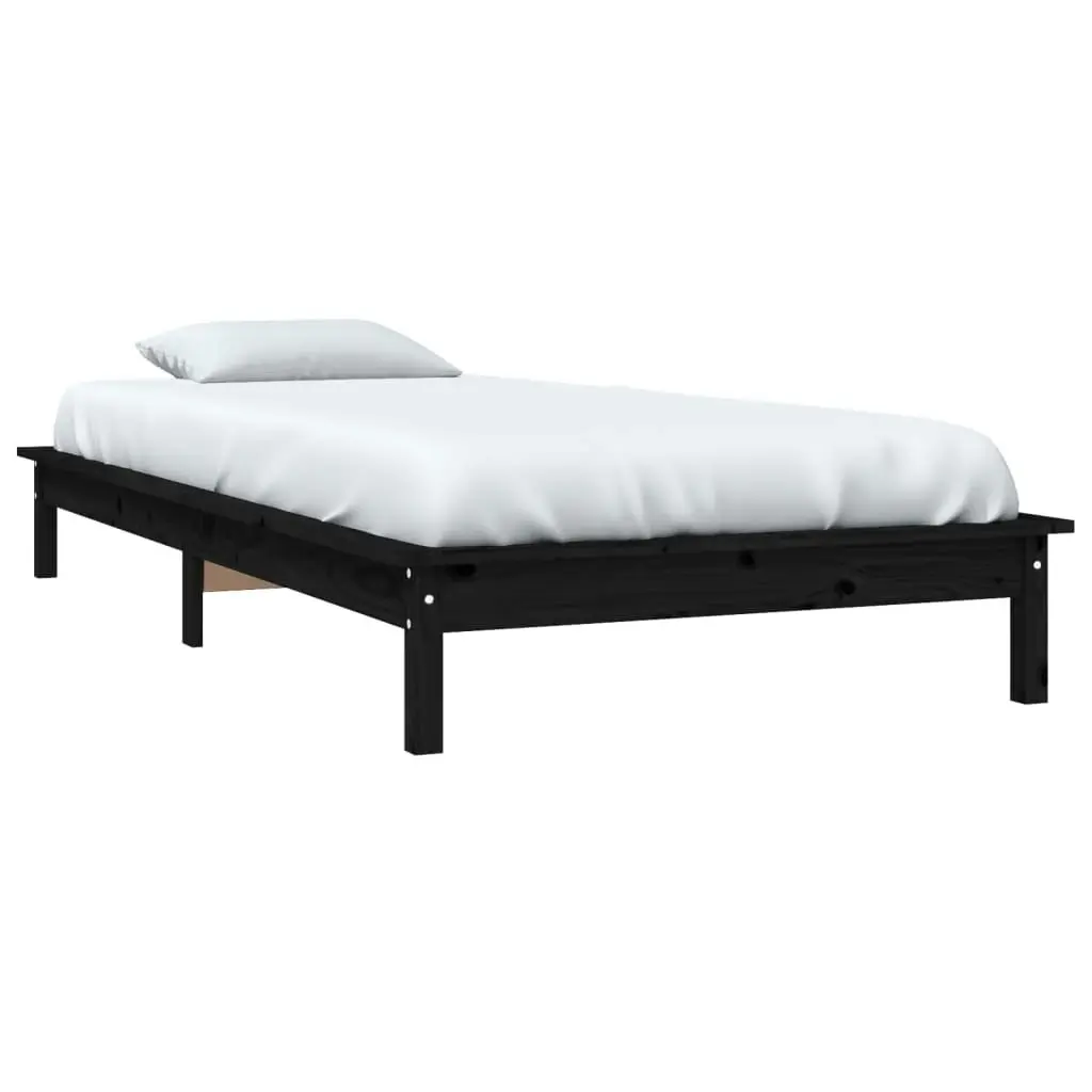 Bed Frame without Mattress Black 90x190 cm Solid Wood 820575