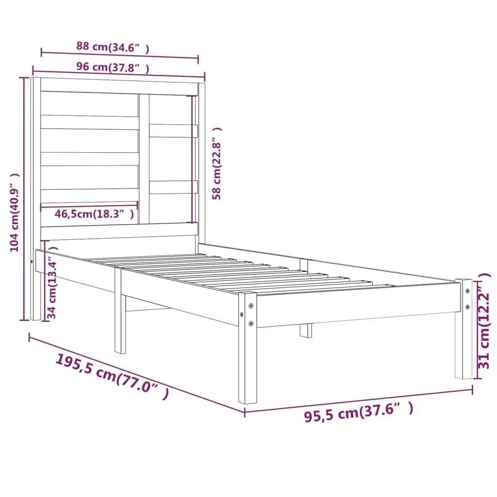 Bed Frame without Mattress Solid Wood 90x190 cm 3105760