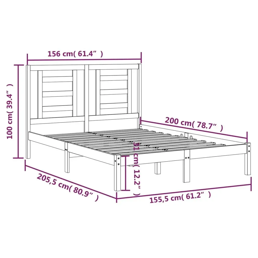 Bed Frame without Mattress 150x200 cm Solid Wood Pine 3104353