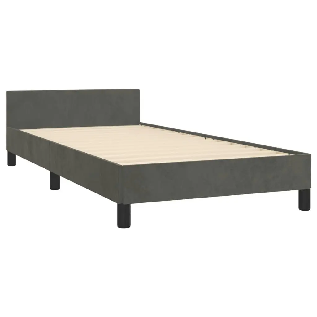 Bed Frame Dark Grey 106x203 cm King Single Size Velvet 355762