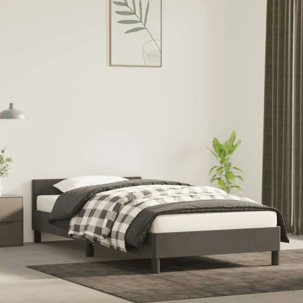 Bed Frame Dark Grey 106x203 cm King Single Size Velvet 355762