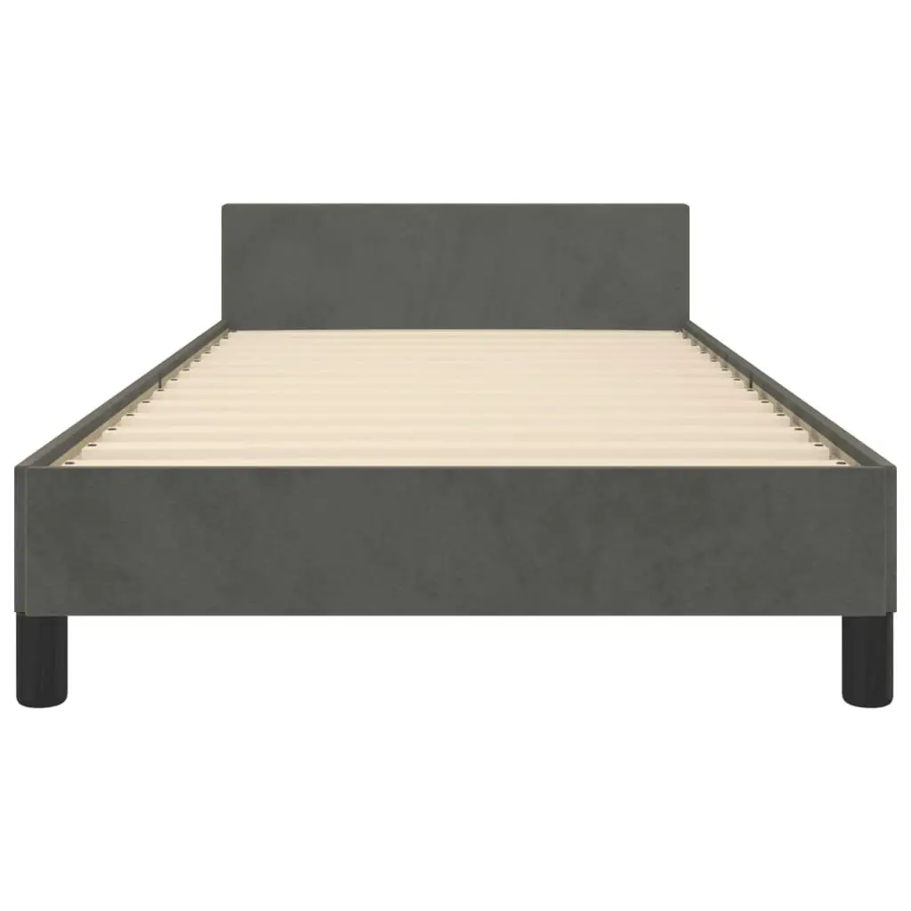 Bed Frame Dark Grey 106x203 cm King Single Size Velvet 355762