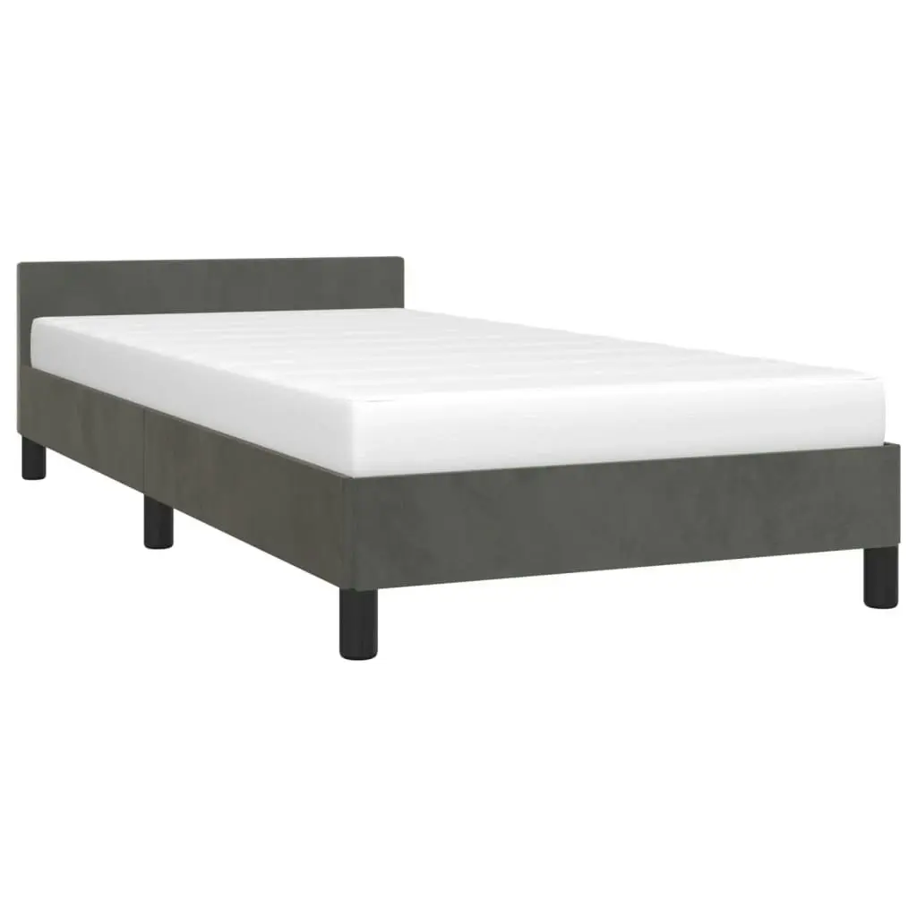 Bed Frame Dark Grey 106x203 cm King Single Size Velvet 355762