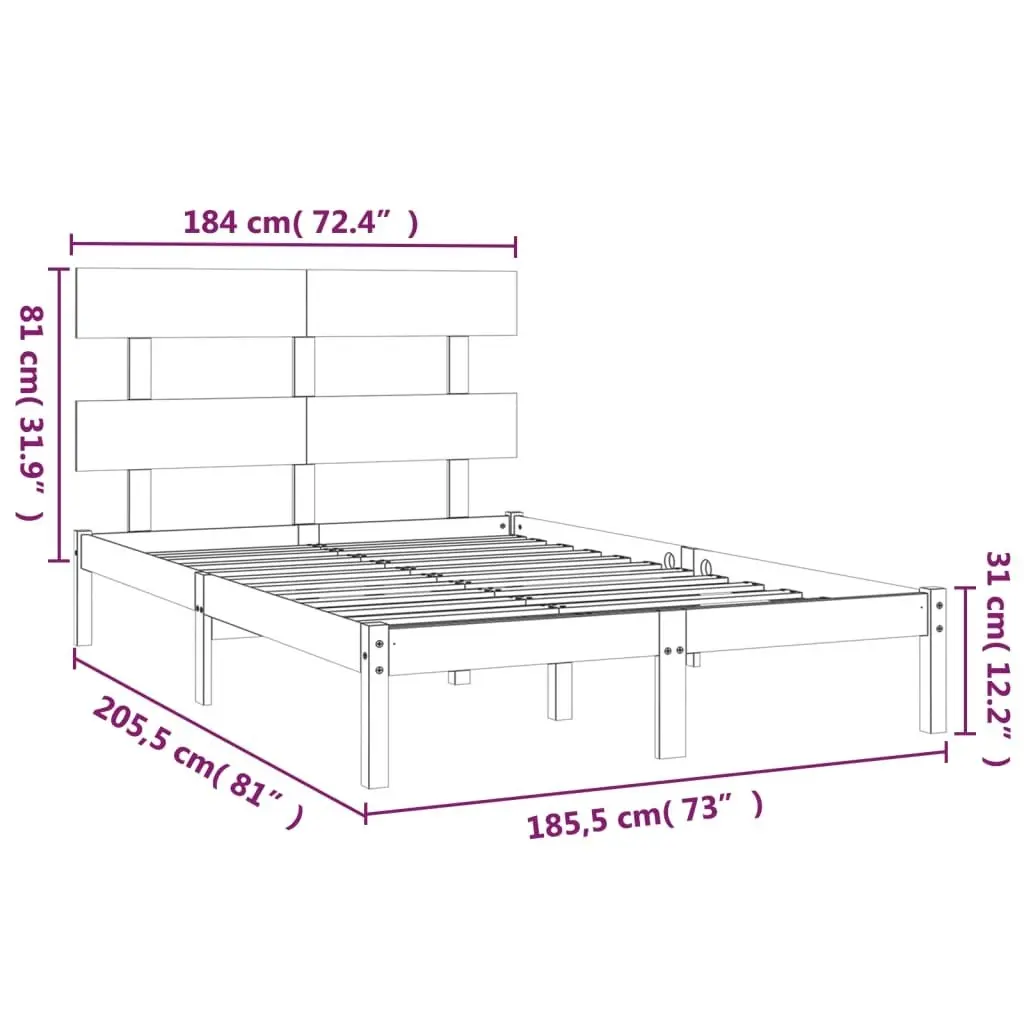 Bed Frame Solid Wood 183x203 cm King Size 3104688