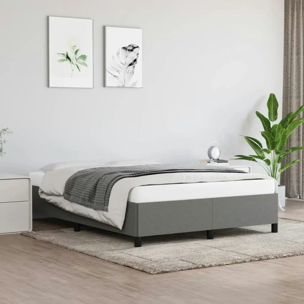 Bed Frame Dark Grey 153x203 cm Queen Size Fabric 347108