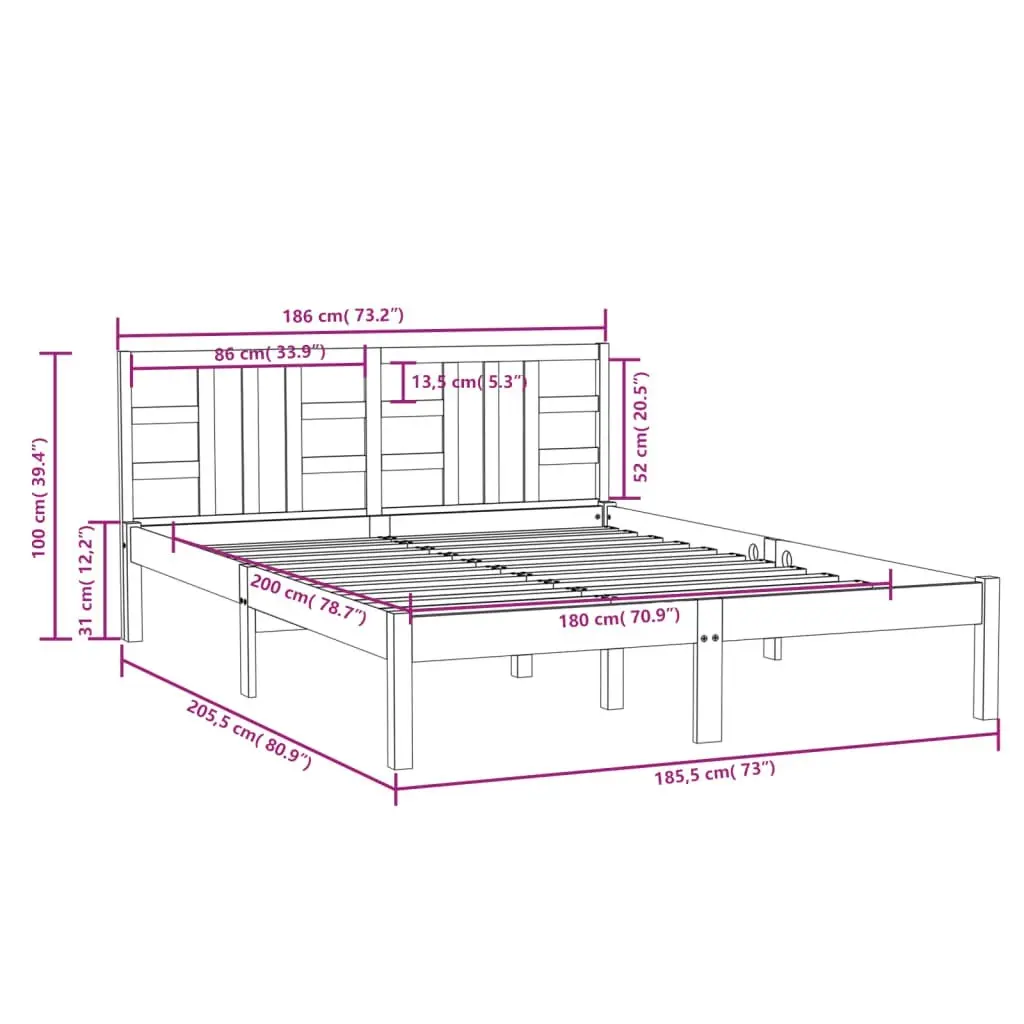 Bed Frame Solid Wood 183x203 cm King Size 3105420