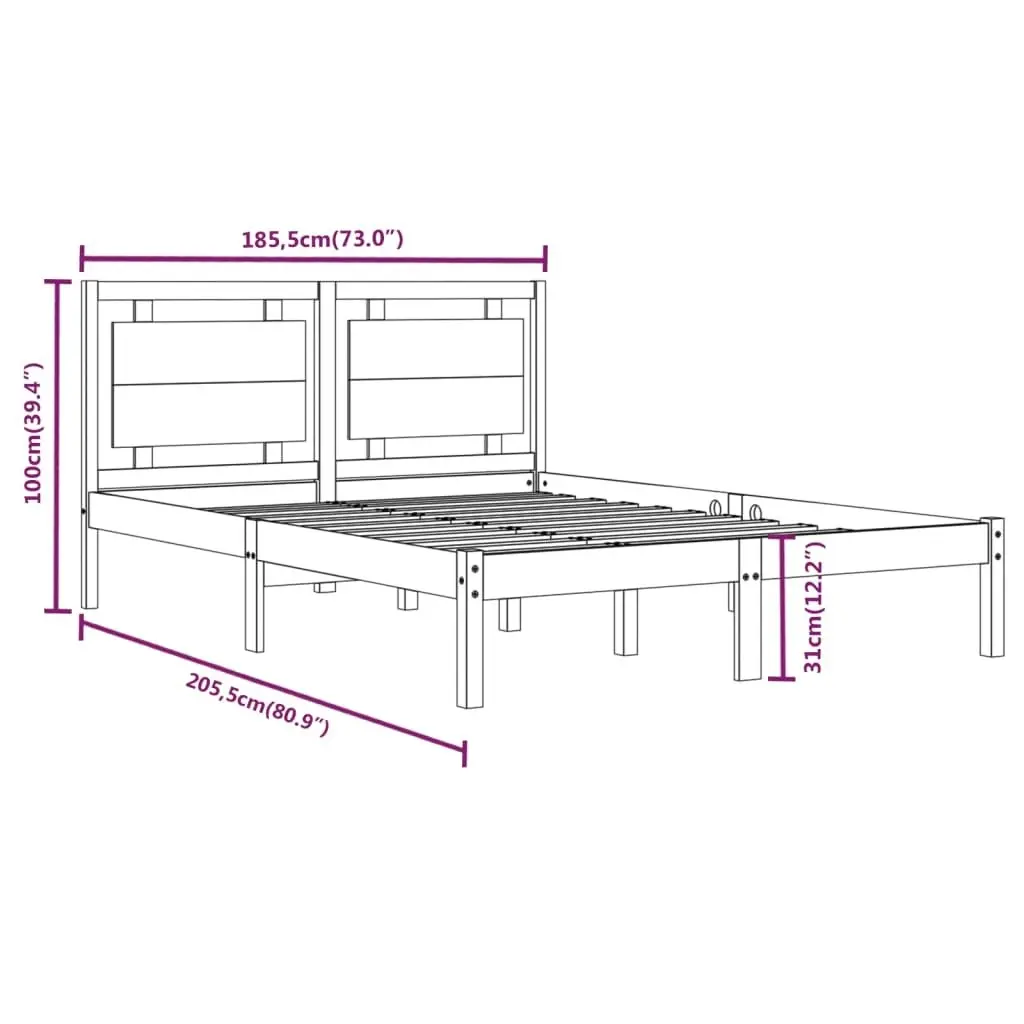 Bed Frame Solid Wood 183x203 cm King Size 3105550