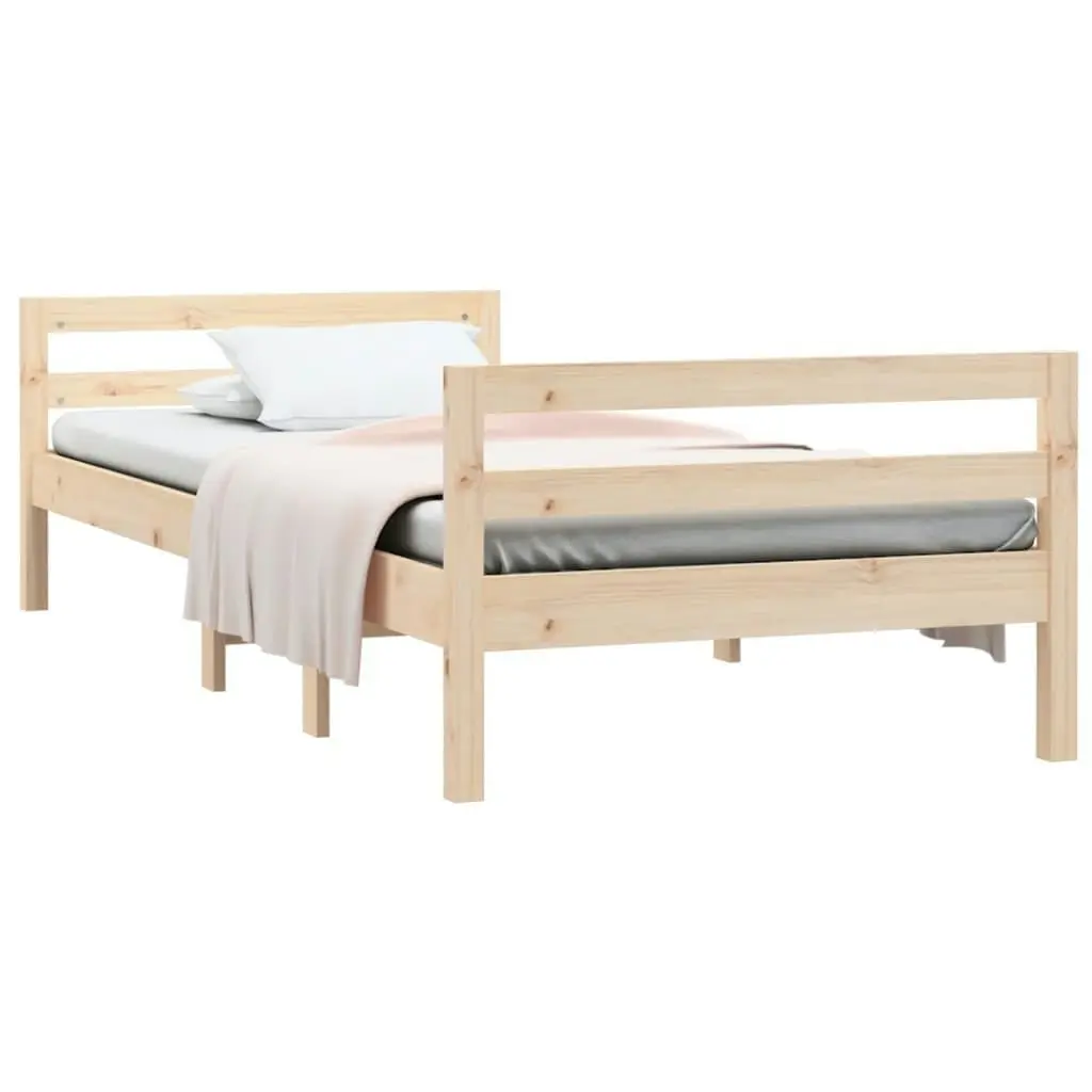 Bed Frame 92x187 cm Single Size Solid Wood Pine 821634