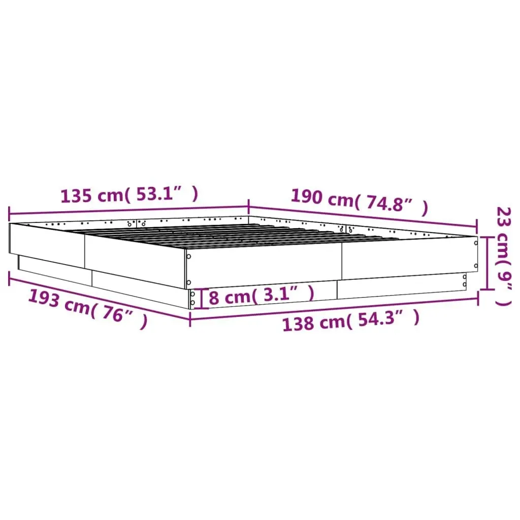 Bed Frame Black 135x190 cm Engineered Wood 3209878