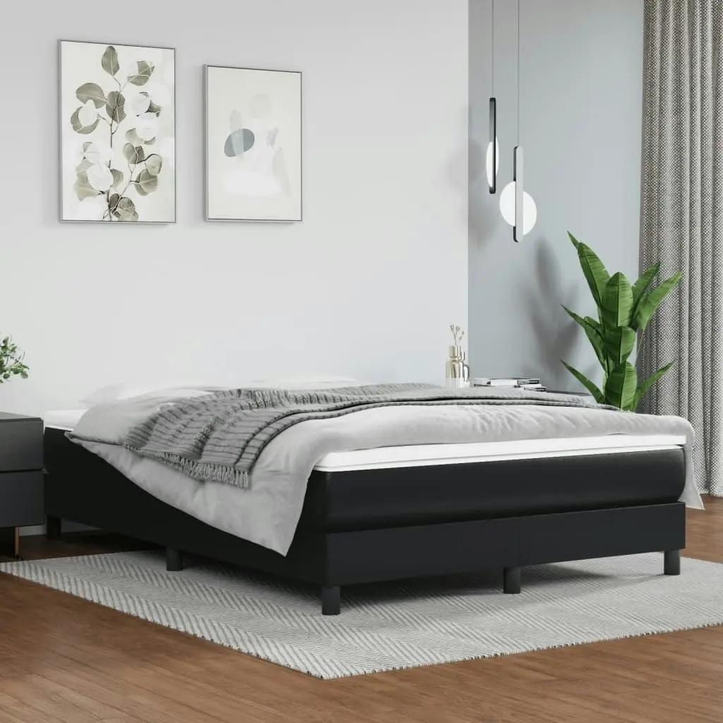 Bed Frame Black 137x187 cm Double Size Faux Leather 3120728