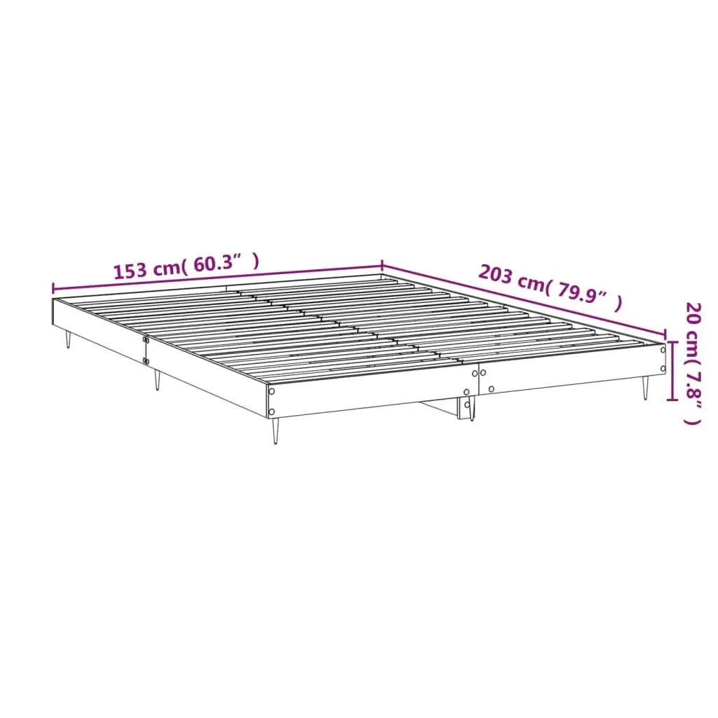 Bed Frame Black 153x203 cm Queen Size Engineered Wood 832238