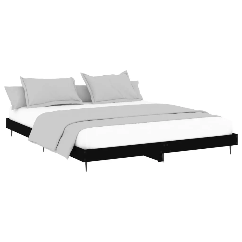 Bed Frame Black 153x203 cm Queen Size Engineered Wood 832238