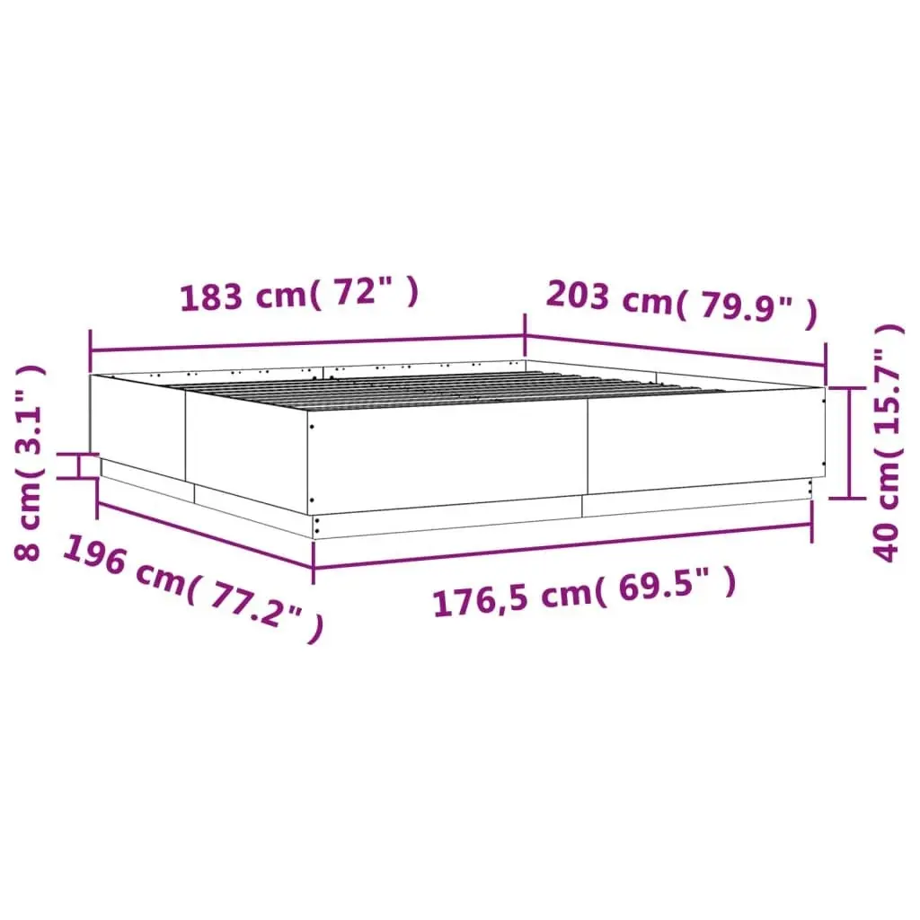 Bed Frame Black 183x203 cm King Size Engineered Wood 3209682