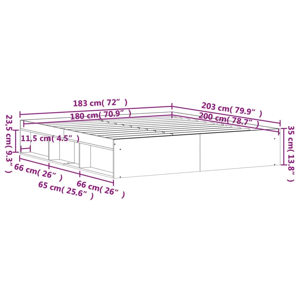 Bed Frame Black 183x203 cm King Size 3203881