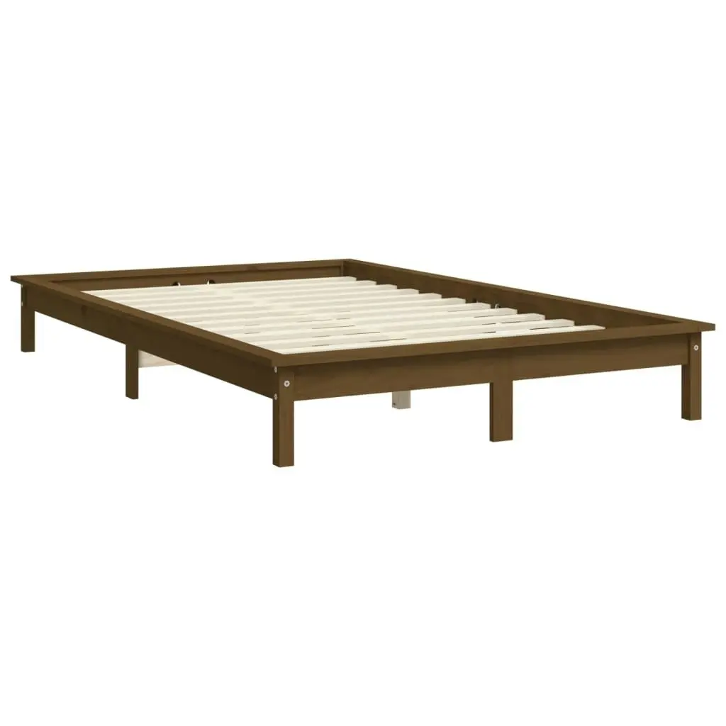 Bed Frame without Mattress Honey Brown 135x190 cm Solid Wood 820584