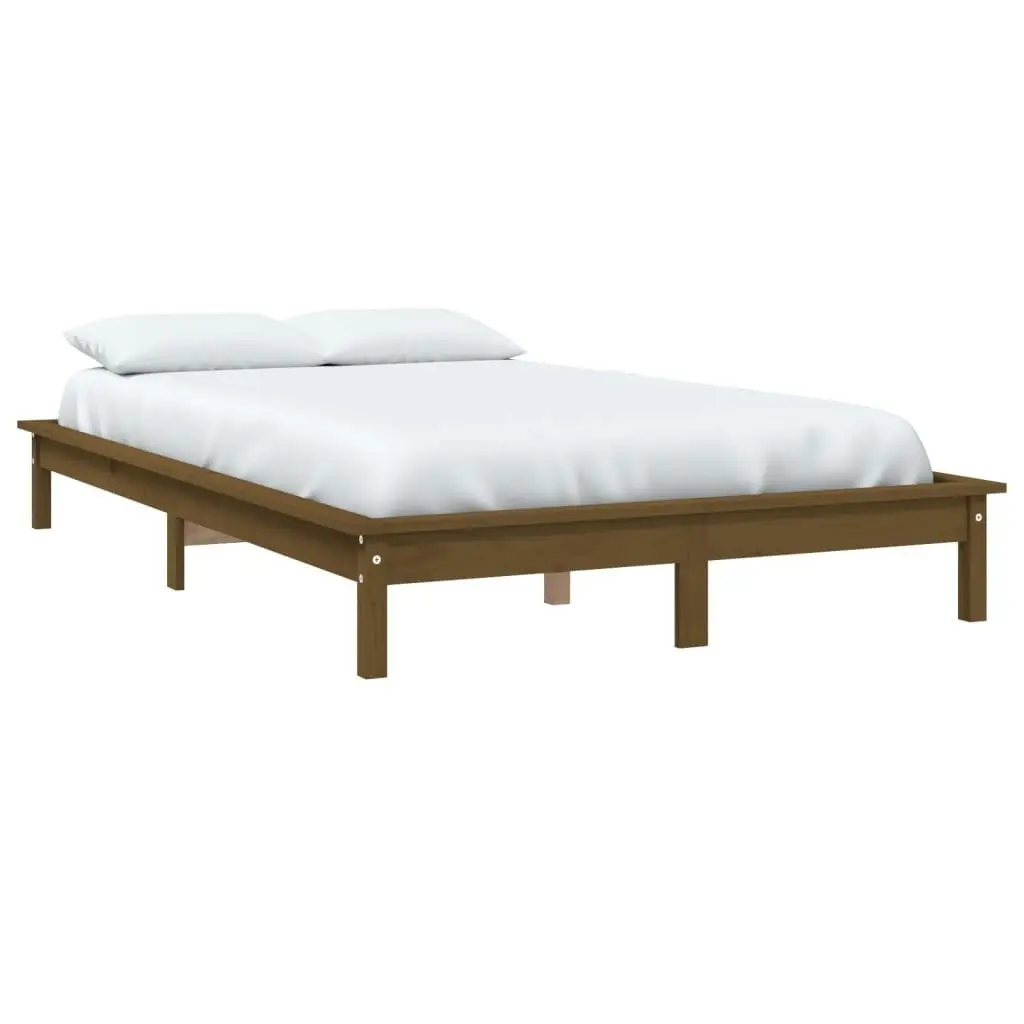 Bed Frame without Mattress Honey Brown 135x190 cm Solid Wood 820584