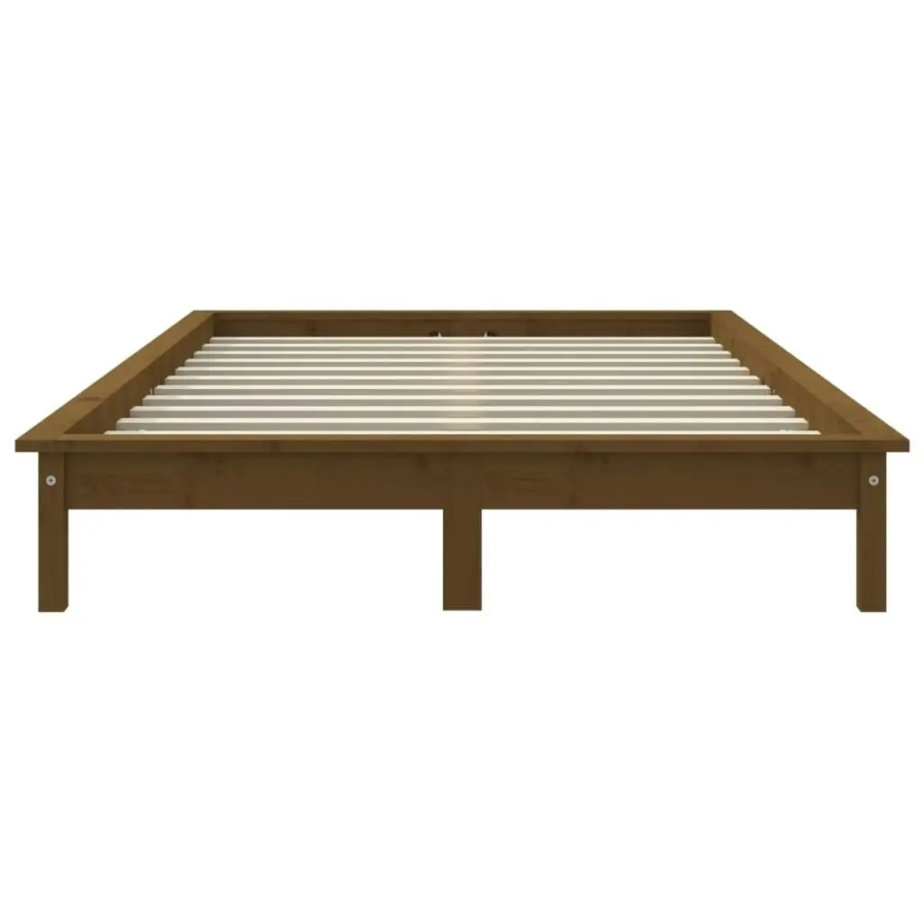 Bed Frame without Mattress Honey Brown 135x190 cm Solid Wood 820584