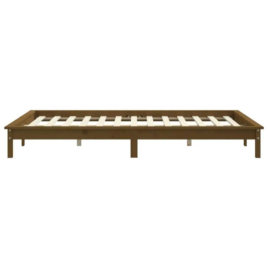 Bed Frame without Mattress Honey Brown 135x190 cm Solid Wood 820584