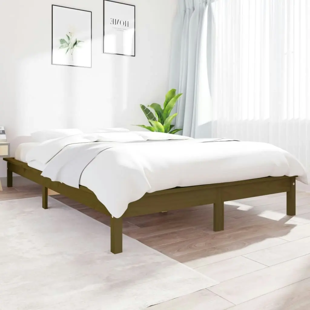 Bed Frame without Mattress Honey Brown 135x190 cm Solid Wood 820584