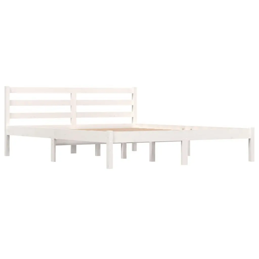 Bed Frame Solid Wood Pine White 153x203 cm Queen Size 810436