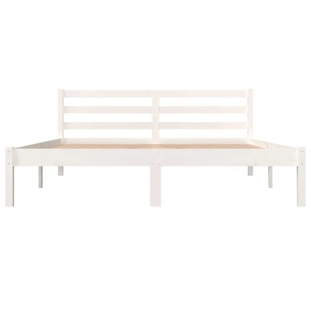 Bed Frame Solid Wood Pine White 153x203 cm Queen Size 810436