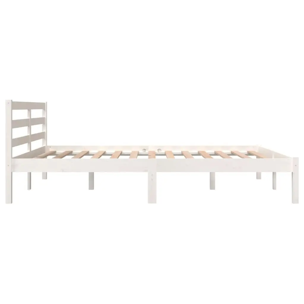 Bed Frame Solid Wood Pine White 153x203 cm Queen Size 810436