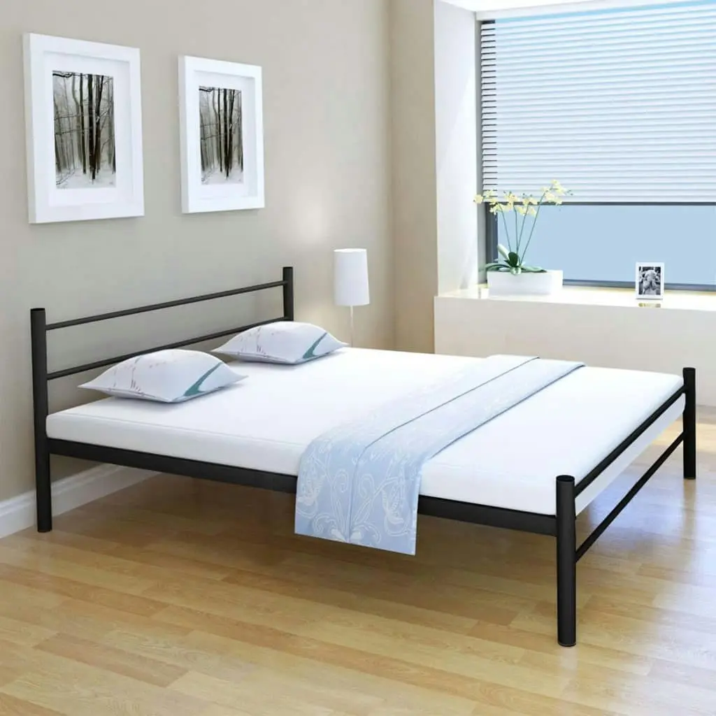 Bed Frame without Mattress Black Metal Queen Size 247488