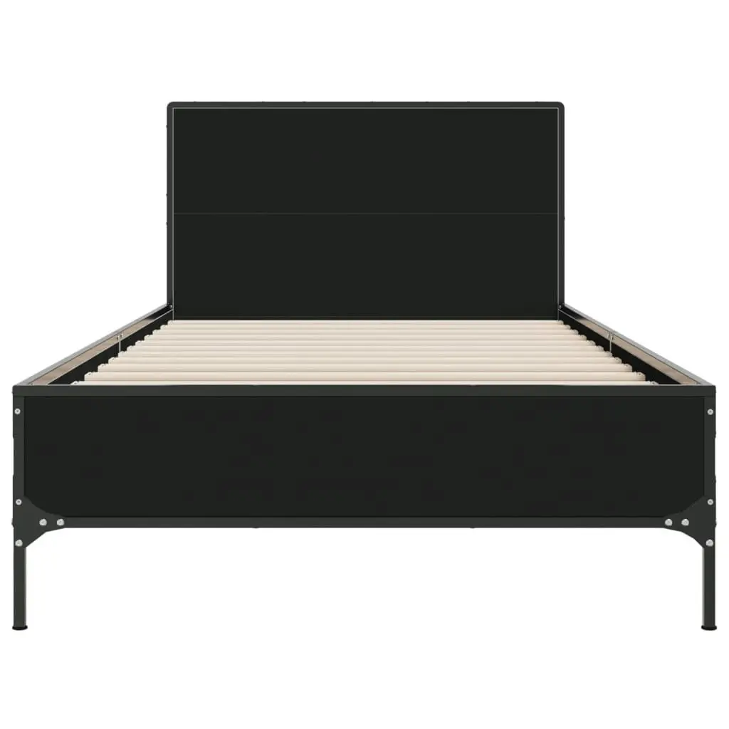 Bed Frame Black 90x190 cm Engineered Wood and Metal 845562