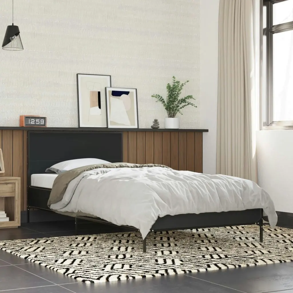 Bed Frame Black 90x190 cm Engineered Wood and Metal 845562