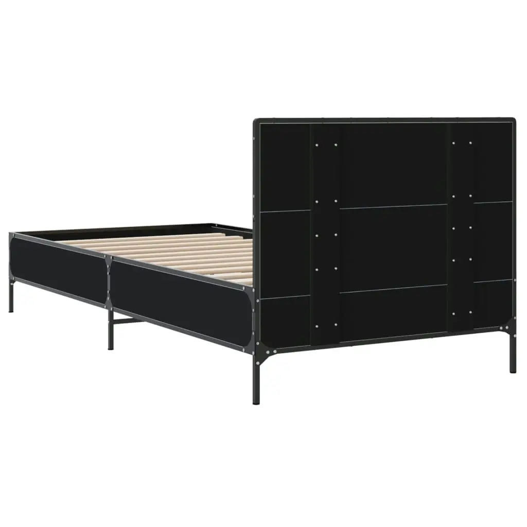 Bed Frame Black 90x190 cm Engineered Wood and Metal 845562